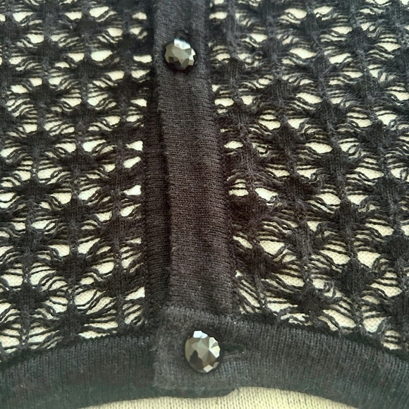 AK Anne Klein Sweater Open Lacy Knit Black and White Cardigan Plus size 3X - Picture 9 of 15